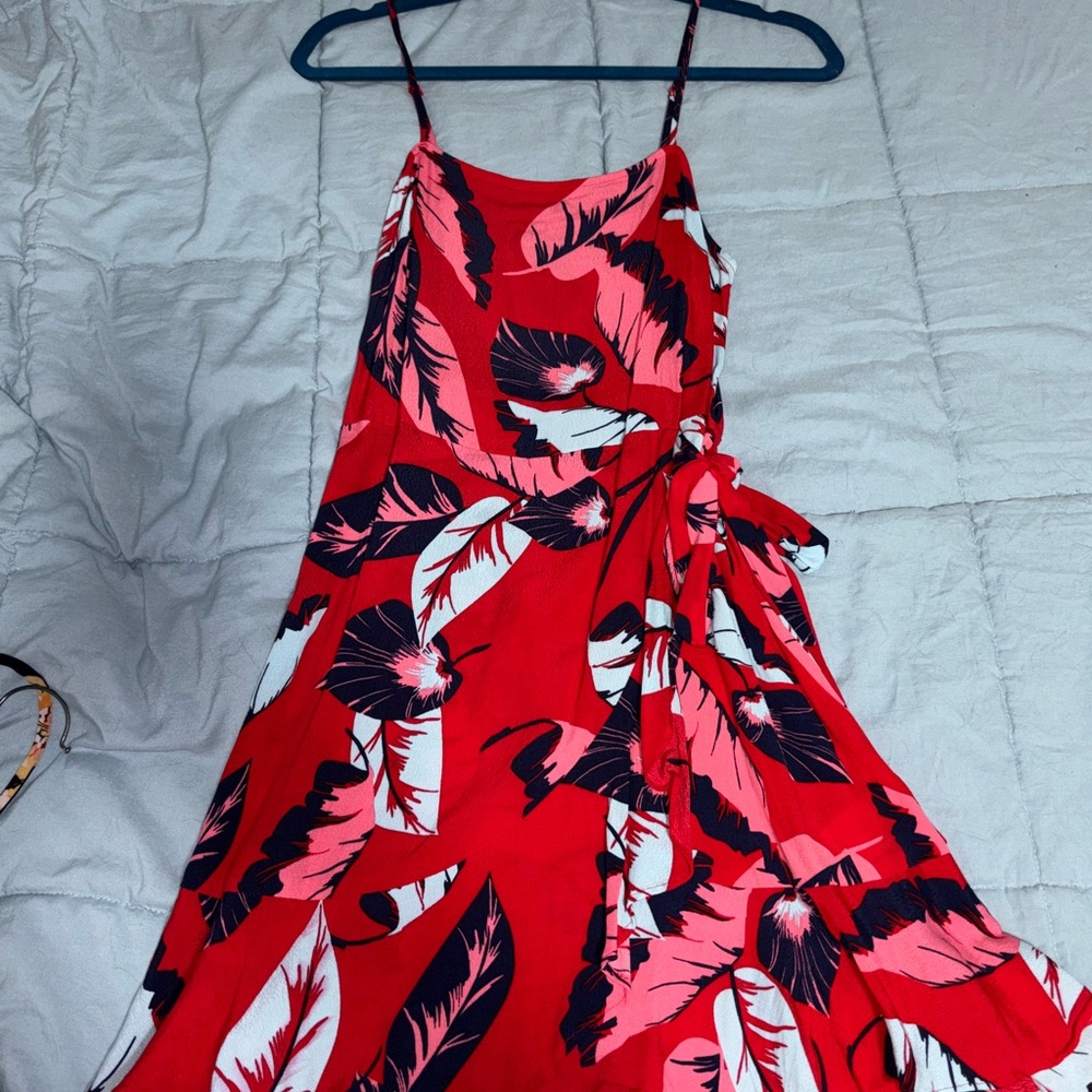 Express Red and White Asymmetrical Dress